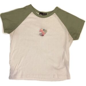 4/$15 💗 Faded Rose Size XL Green & White Mushroom Top